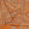 Sanskriti Vintage Sarees Saffron Indian Pure Silk Printed Sari 6yd Craft Sustainable Fabric