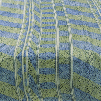 Sanskriti Vintage Sarees Gray Blend Silk Printed Sari 5yd Soft Deco Craft Fabric