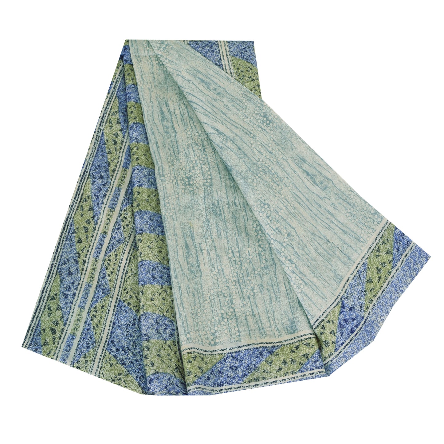 Sanskriti Vintage Sarees Gray Blend Silk Printed Sari 5yd Soft Deco Craft Fabric