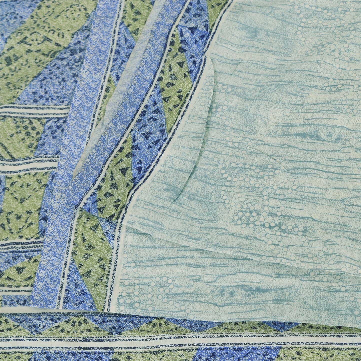 Sanskriti Vintage Sarees Gray Blend Silk Printed Sari 5yd Soft Deco Craft Fabric