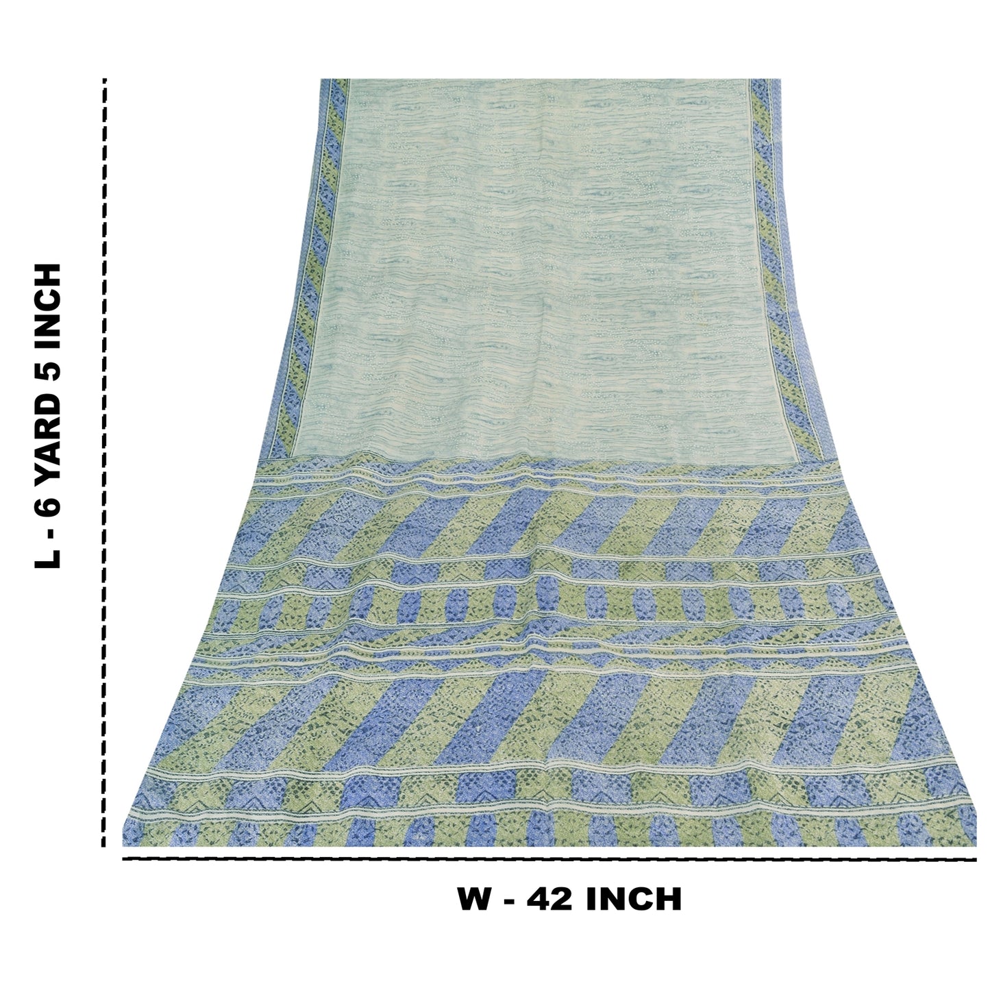 Sanskriti Vintage Sarees Gray Blend Silk Printed Sari 5yd Soft Deco Craft Fabric