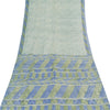 Sanskriti Vintage Sarees Gray Blend Silk Printed Sari 5yd Soft Deco Craft Fabric
