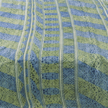 Sanskriti Vintage Sarees Gray Blend Silk Printed Sari 5yd Soft Deco Craft Fabric