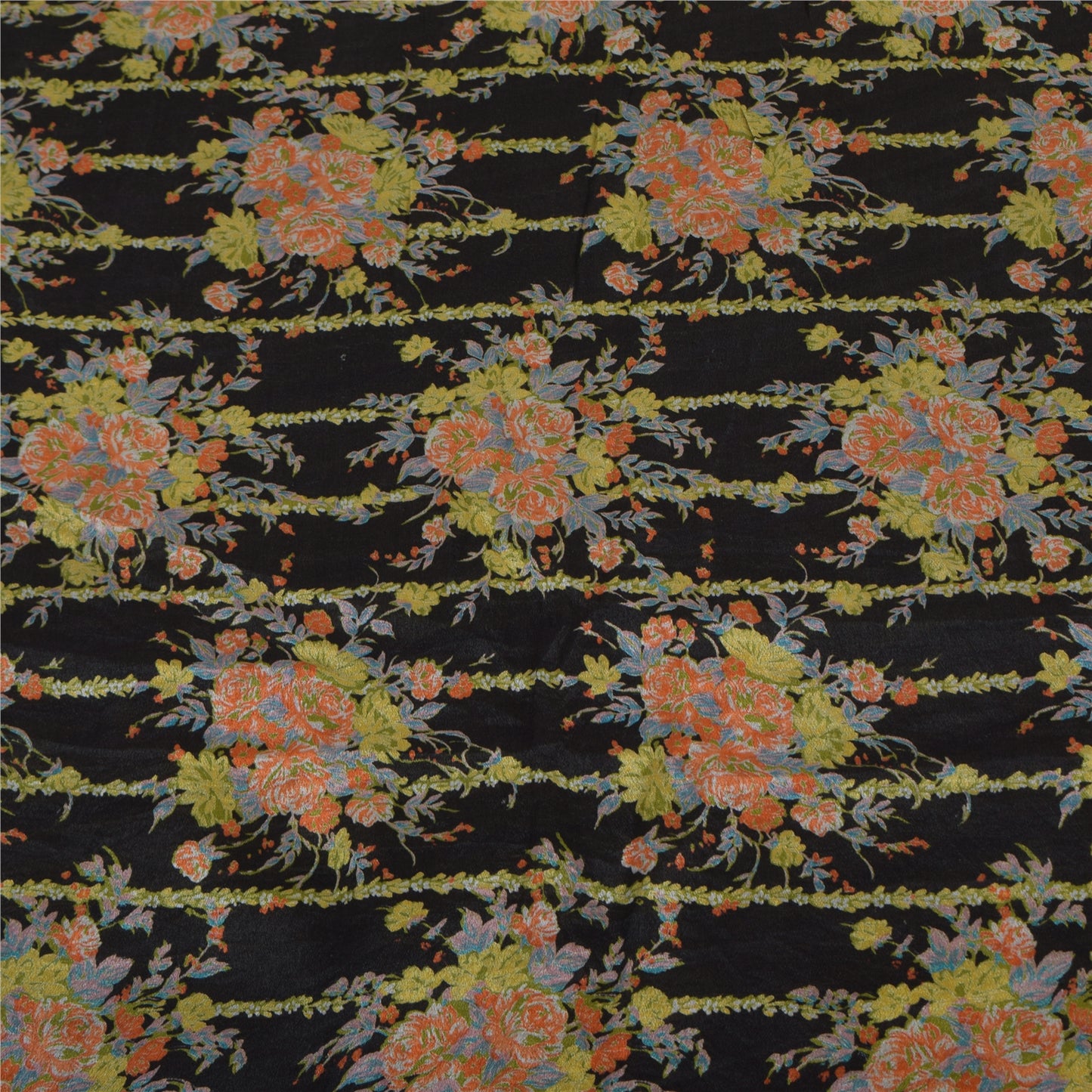 Sanskriti Vintage Sarees Green 100% Pure Silk Printed Sari 6yd Soft Craft Sustainable Fabric