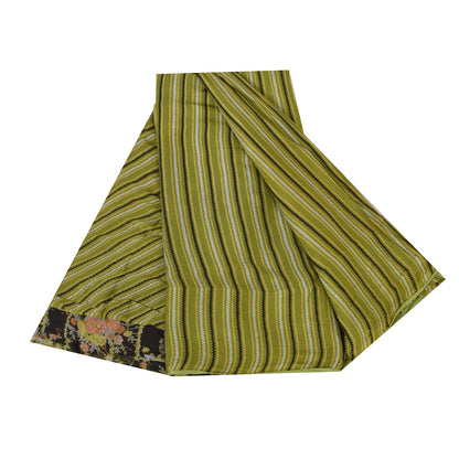 Sanskriti Vintage Sarees Green 100% Pure Silk Printed Sari 6yd Soft Craft Sustainable Fabric