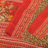 Sanskriti Vintage Sarees Heena-Green/Red Pure Silk Printed Sari 6yd Craft Sustainable Fabric