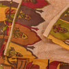 Sanskriti Vintage Sarees Peach 100%Pure Silk Human Printed Sari 6yd Craft Sustainable Fabric