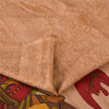 Sanskriti Vintage Sarees Peach 100%Pure Silk Human Printed Sari 6yd Craft Sustainable Fabric