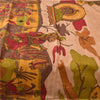 Sanskriti Vintage Sarees Peach 100%Pure Silk Human Printed Sari 6yd Craft Sustainable Fabric