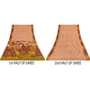 Sanskriti Vintage Sarees Peach 100%Pure Silk Human Printed Sari 6yd Craft Sustainable Fabric