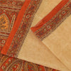Sanskriti Vintage Sarees Beige/Red 100% Pure Silk Printed Sari 6yd Craft Fabric