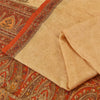 Sanskriti Vintage Sarees Beige/Red 100% Pure Silk Printed Sari 6yd Craft Fabric