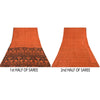 Sanskriti Vintage Sarees Orange Peacock Pure Silk Printed Sari 5yd Craft Sustainable Fabric