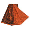Sanskriti Vintage Sarees Orange Peacock Pure Silk Printed Sari 5yd Craft Sustainable Fabric
