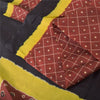 Sanskriti Vintage Sarees Coffee-Brown Pure Silk Bandhani Printed Sari 5yd Sustainable Fabric