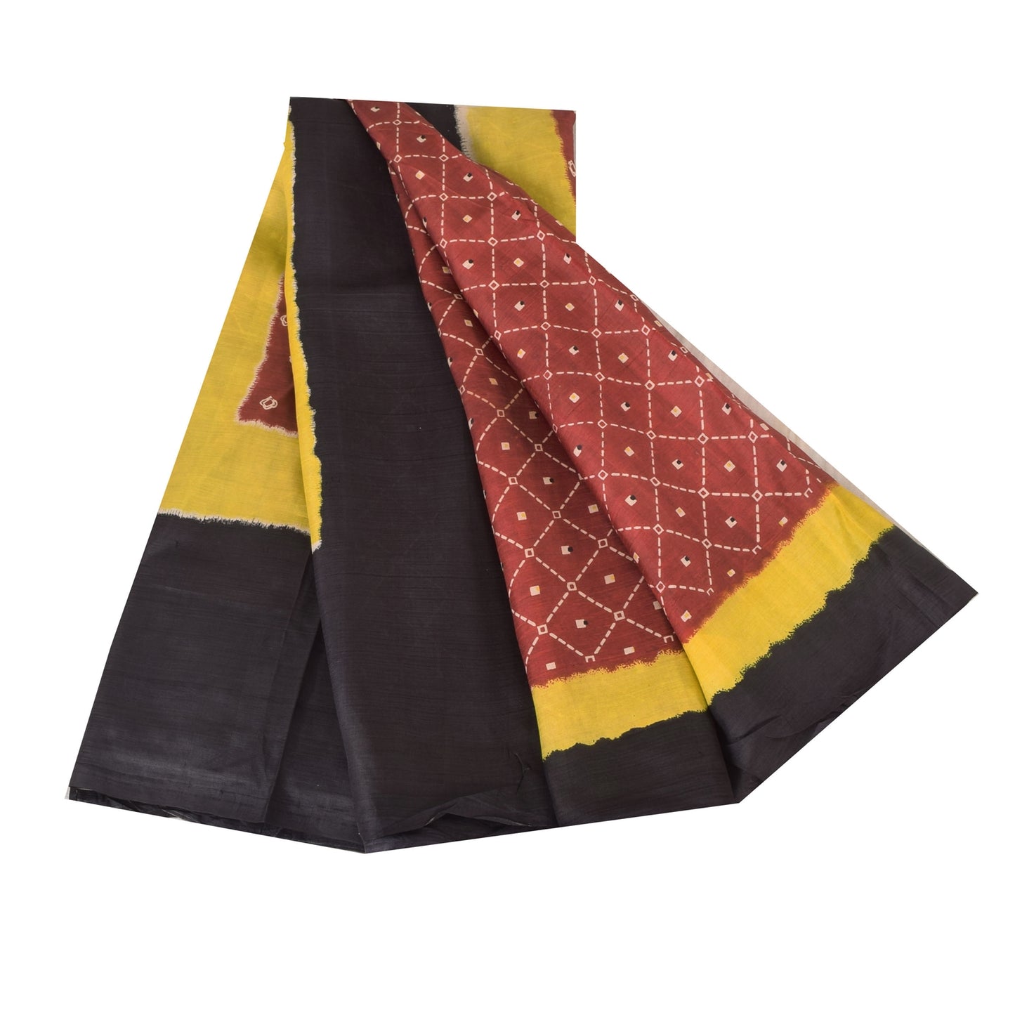 Sanskriti Vintage Sarees Coffee-Brown Pure Silk Bandhani Printed Sari 5yd Sustainable Fabric