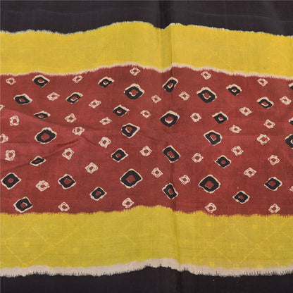 Sanskriti Vintage Sarees Coffee-Brown Pure Silk Bandhani Printed Sari 5yd Sustainable Fabric