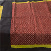 Sanskriti Vintage Sarees Coffee-Brown Pure Silk Bandhani Printed Sari 5yd Sustainable Fabric
