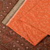 Sanskriti Vintage Sarees Orange/Brown Pure Silk Printed Sari 5yd Craft Sustainable Fabric
