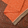 Sanskriti Vintage Sarees Orange/Brown Pure Silk Printed Sari 5yd Craft Sustainable Fabric
