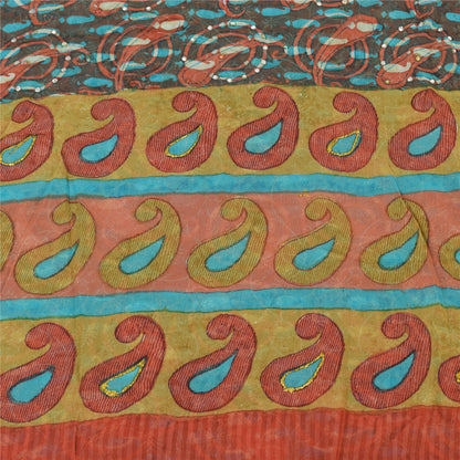 Sanskriti Vintage Sarees Pure Georgette Silk Paisley Printed Sari Craft Sustainable Fabric