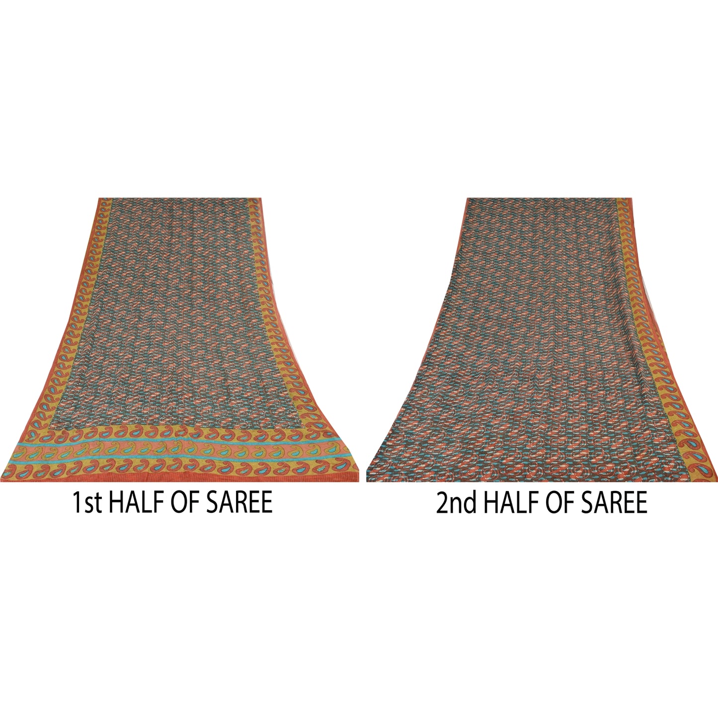 Sanskriti Vintage Sarees Pure Georgette Silk Paisley Printed Sari Craft Sustainable Fabric