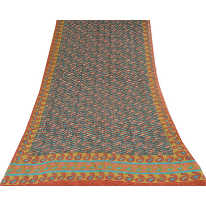 Sanskriti Vintage Sarees Pure Georgette Silk Paisley Printed Sari Craft Sustainable Fabric