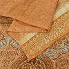 Sanskriti Vintage Sarees Shades Of Brown Pure Silk Printed Sari 5yd Craft Sustainable Fabric