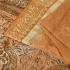Sanskriti Vintage Sarees Shades Of Brown Pure Silk Printed Sari 5yd Craft Sustainable Fabric