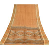 Sanskriti Vintage Sarees Shades Of Brown Pure Silk Printed Sari 5yd Craft Sustainable Fabric