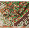 Sanskriti Vintage Sarees Indian Brown Pure Silk Printed Sari 5yd Craft Sustainable Fabric