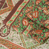 Sanskriti Vintage Sarees Indian Brown Pure Silk Printed Sari 5yd Craft Sustainable Fabric