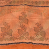 Sanskriti Vintage Sarees Orange 100% Pure Silk Printed Sari 5yd Craft Sustainable Fabric