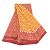 Sanskriti Vintage Sarees Yellow/Red Pure Silk Printed Sari 5yd Craft Sustainable Fabric