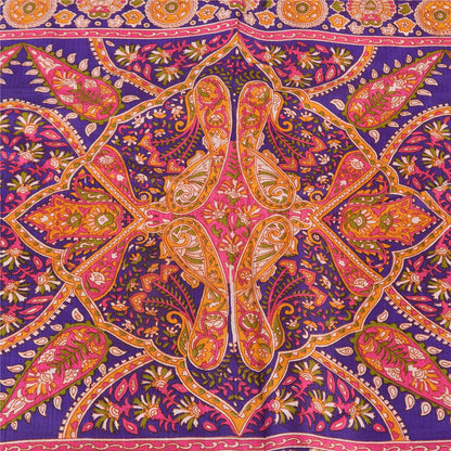 Sanskriti Vintage Sarees From India Pink Pure Silk Print Sari 5+yd Craft Sustainable Fabric