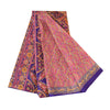 Sanskriti Vintage Sarees From India Pink Pure Silk Print Sari 5+yd Craft Sustainable Fabric