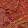 Sanskriti Vintage Sarees Zari Border Pure Silk Printed Sari 6+yd Craft Sustainable Fabric