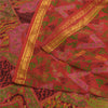 Sanskriti Vintage Sarees Zari Border Pure Silk Printed Sari 6+yd Craft Sustainable Fabric