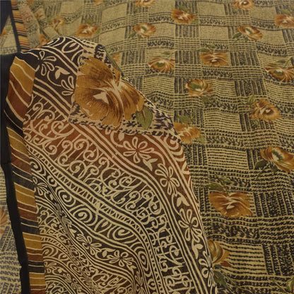 Sanskriti Vintage Sarees Grøn Indisk Ren Silke Trykt Sari 6+ yard Håndværk Bæredygtigt Stoff