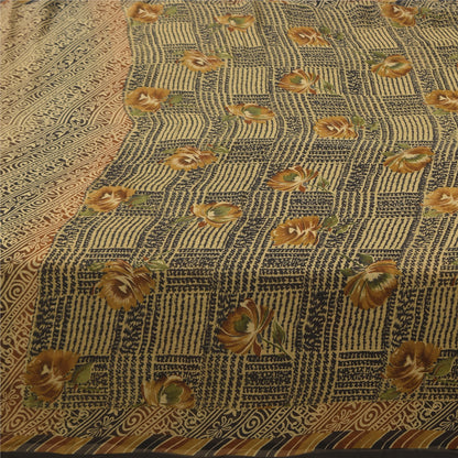 Sanskriti Vintage Sarees Grøn Indisk Ren Silke Trykt Sari 6+ yard Håndværk Bæredygtigt Stoff