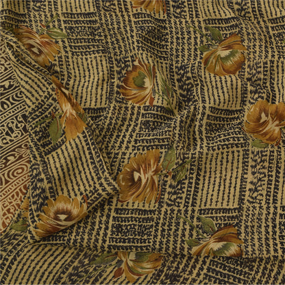 Sanskriti Vintage Sarees Grøn Indisk Ren Silke Trykt Sari 6+ yard Håndværk Bæredygtigt Stoff