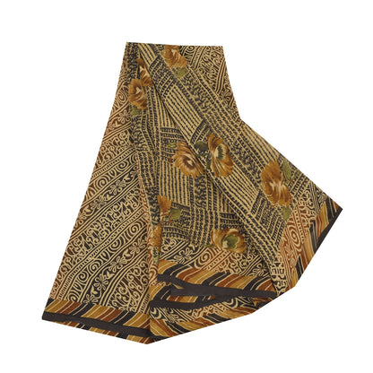 Sanskriti Vintage Sarees Grøn Indisk Ren Silke Trykt Sari 6+ yard Håndværk Bæredygtigt Stoff