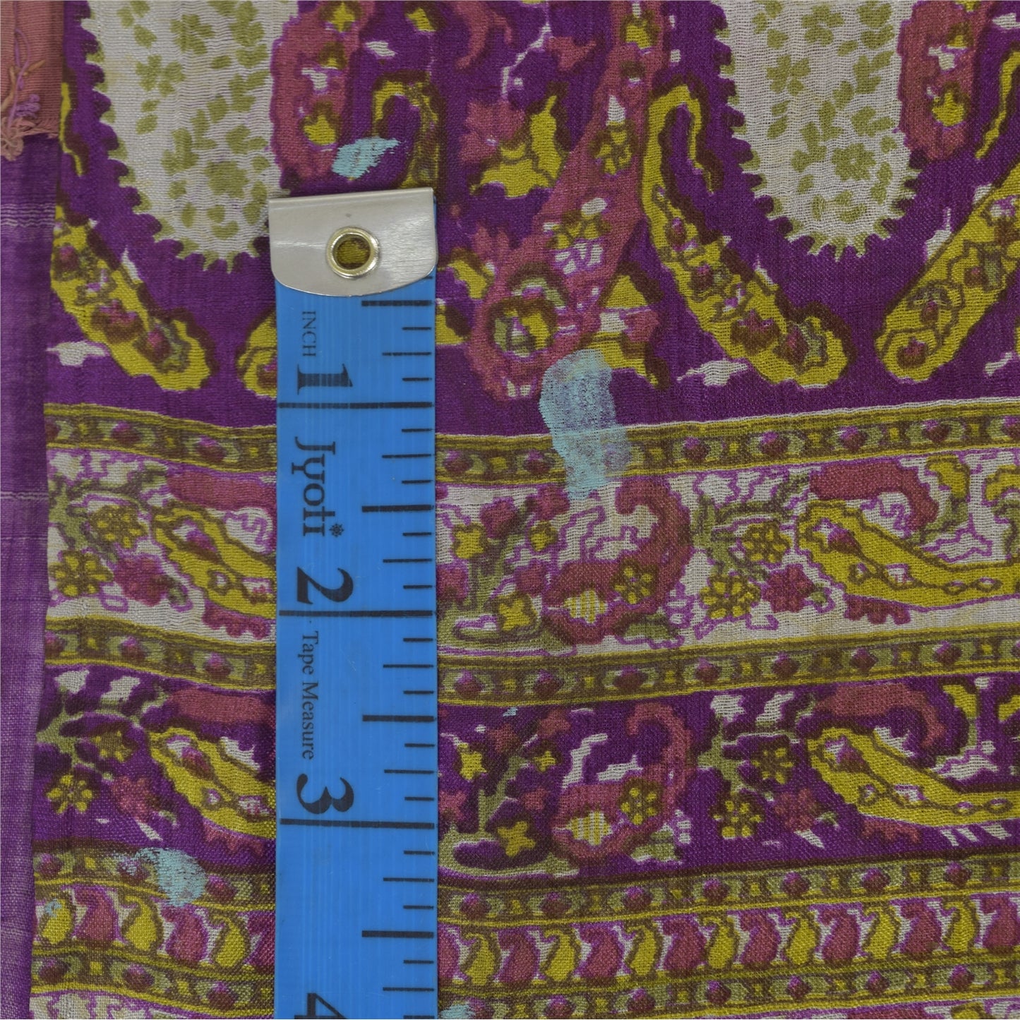 Sanskriti Vintage Sarees Purple Indian Pure Silk Printed Sari 5+yd Craft Sustainable Fabric