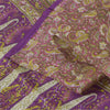 Sanskriti Vintage Sarees Purple Indian Pure Silk Printed Sari 5+yd Craft Sustainable Fabric