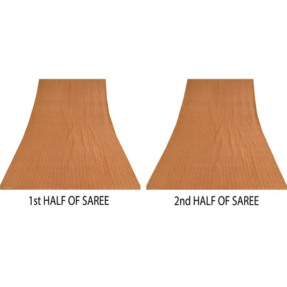 Sanskriti Vintage Sarees Brown 100% Pure Silk Printed Sari 5+yd Craft Sustainable Fabric