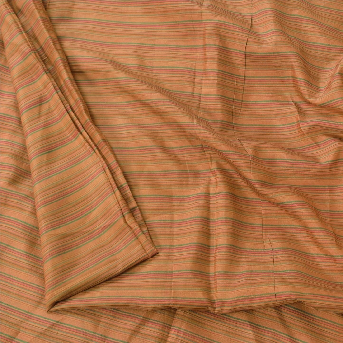 Sanskriti Vintage Sarees Brown 100% Pure Silk Printed Sari 5+yd Craft Sustainable Fabric