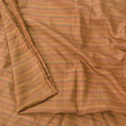Sanskriti Vintage Sarees Brown 100% Pure Silk Printed Sari 5+yd Craft Sustainable Fabric