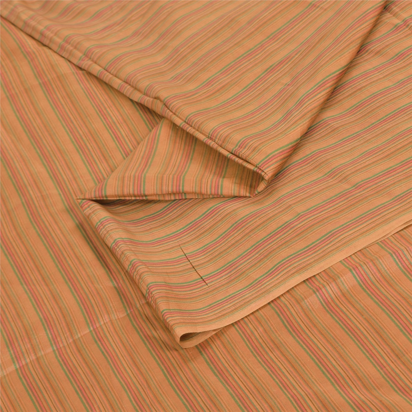 Sanskriti Vintage Sarees Brown 100% Pure Silk Printed Sari 5+yd Craft Sustainable Fabric