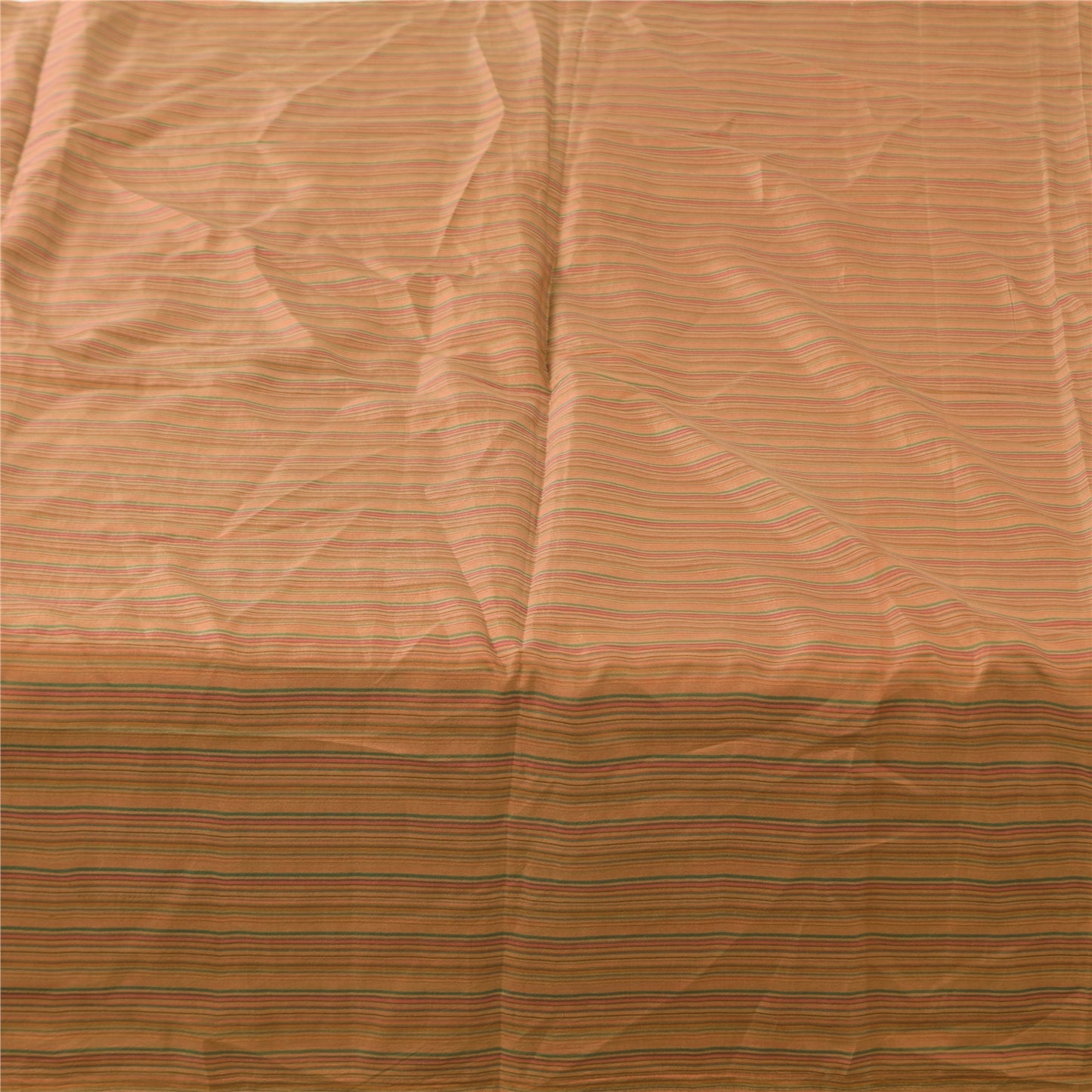 Sanskriti Vintage Sarees Brown 100% Pure Silk Printed Sari 5+yd Craft Sustainable Fabric