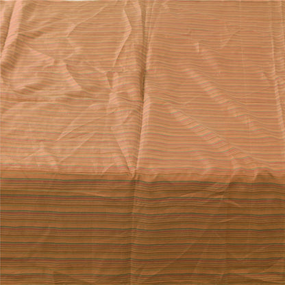 Sanskriti Vintage Sarees Brown 100% Pure Silk Printed Sari 5+yd Craft Sustainable Fabric